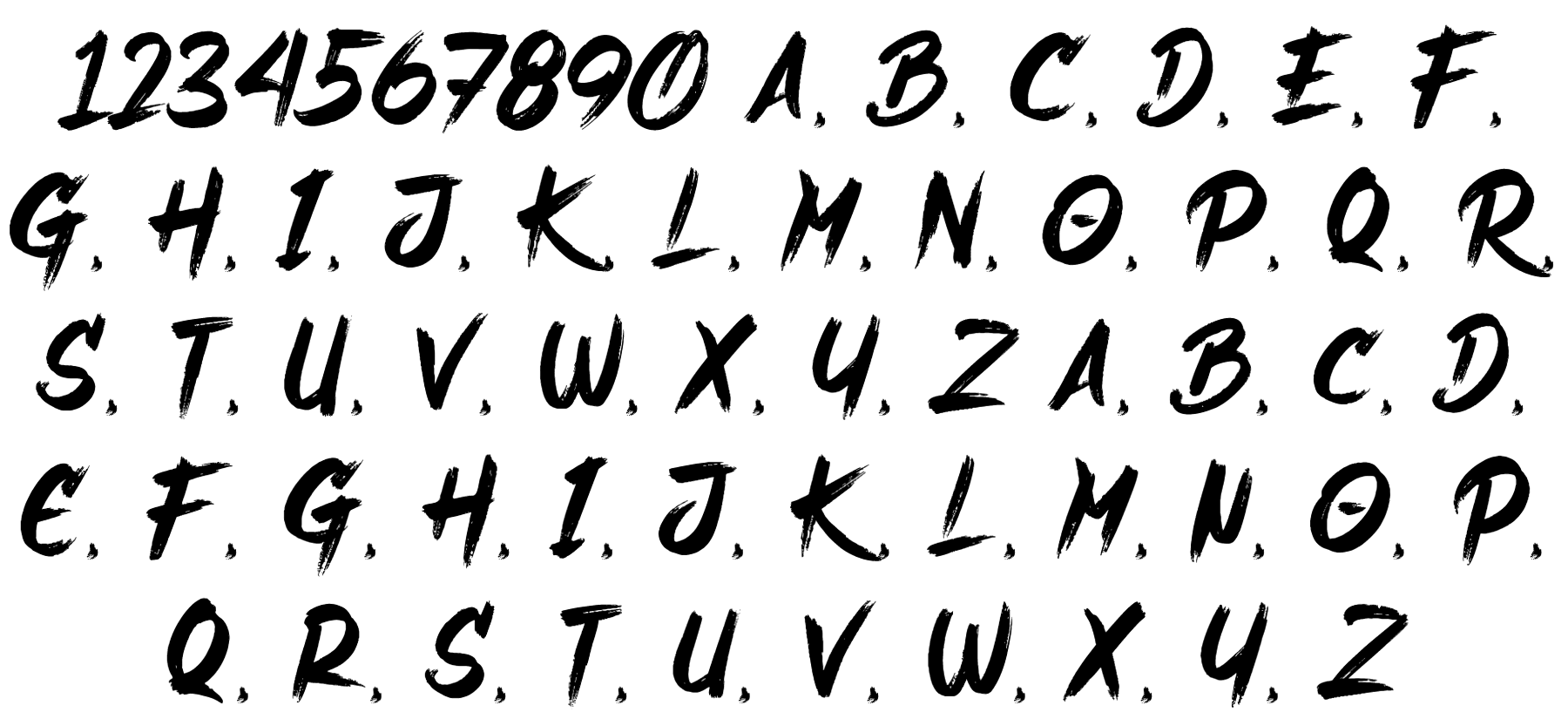 Havoc Rage font Lasagnio Wigglyfont in uppercase and lowercase letters with numbers